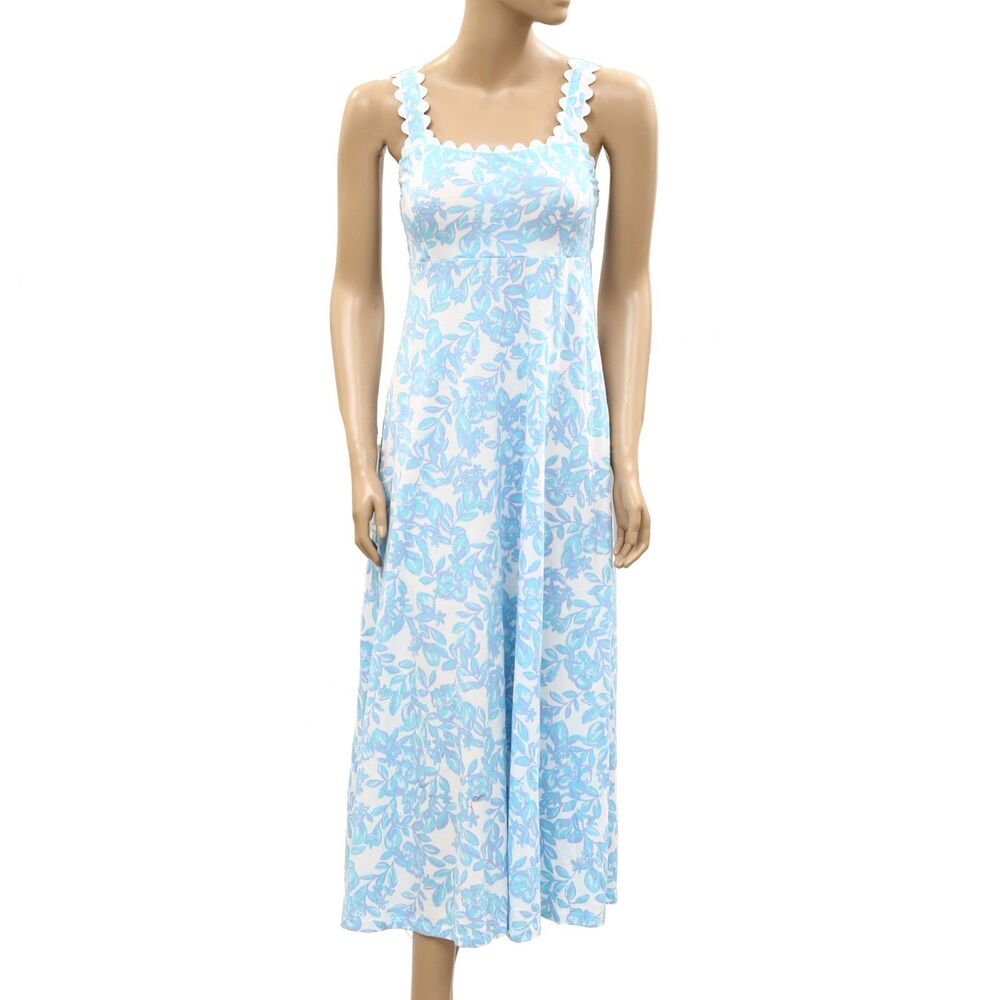 Lilly Pulitzer Dwyer Floral Printed Resort Midi Dress Smocked Cotton XS 287901 - Picture 4 of 7
